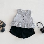 【73-100cm】シャツ or ショートパンツ ベビー 女の子 ドット ノースリーブ