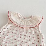 【66-90cm】カバーオール ベビー 女の子 丸襟 蝶結び 総柄 - 画像 (5)