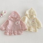 【73-100cm】UVパーカー ベビー 女の子 蝶結び 刺繍