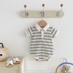 【66-90cm】ロンパース 半袖 ポロ襟 ロゴ入り シンプル 肌触り良い ベビー服 - 画像 (13)