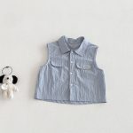 【73-100cm】セットアップ ベビー 韓国風 シンプル ノースリーブ - 画像 (6)