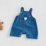 【66-90cm】二点セット 刺繍サロペット&ボーダータンクトップ - 画像 (6)