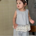 【73-110cm】セットアップ ベビー 女の子 韓国風 レース フラワー - 画像 (9)