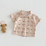 【73-100cm】セットアップ シャツ＆ショートパンツ ベビー わんちゃん総柄 - 画像 (6)