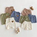 【66-100cm】セットアップ クマ柄 ワッフル ノースリーブ 着心地良い - 画像 (17)