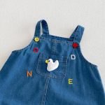 【66-90cm】二点セット 刺繍サロペット&ボーダータンクトップ - 画像 (7)