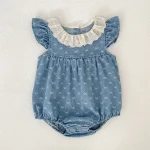 【66-130cm】ロンパース or ワンピース 肩フリル リボン柄 - 画像 (21)