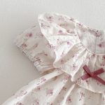 【66-90cm】セットアップ ブラウス&サロペットロンパース フリル襟 小花柄 - 画像 (8)