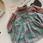【66-100cm】シャツ チェック柄 コントラストカラー 可愛い トップス - 画像 (2)