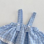 【66-90cm】セットアップ サロペットロンパース＆リブTシャツ ベビー 女の子 チェック柄 - 画像 (8)