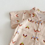 【73-100cm】セットアップ シャツ＆ショートパンツ ベビー わんちゃん総柄 - 画像 (9)