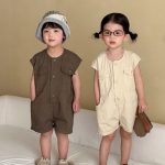 【80-150cm】ショートオールインワン キッズ ナチュラル カジュアル - 画像 (5)