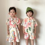 【80-150cm】セットアップ or ワンピース キッズ カラフル フラワー - 画像 (6)