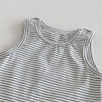 【66-90cm】二点セット 刺繍サロペット&ボーダータンクトップ - 画像 (10)