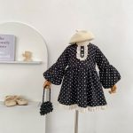 【80-130cm】ワンピース パフスリーブ ドット 可愛い 女の子 - 画像 (4)