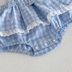 【66-90cm】セットアップ サロペットロンパース＆リブTシャツ ベビー 女の子 チェック柄 - 画像 (10)
