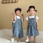 【80-150cm】デニムサロペット 総柄 カジュアル 兄妹お揃い - 画像 (10)