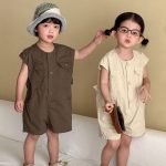 【80-150cm】ショートオールインワン キッズ ナチュラル カジュアル - 画像 (6)