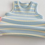 【66-90cm】星柄サロペット＆カラフルボーダータンクトップ ベビー セットアップ - 画像 (12)