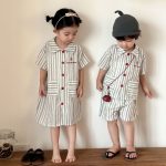 【80-150cm】セットアップ or ワンピース キッズ ストライプポケット - 画像 (7)