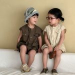 【80-150cm】ショートオールインワン キッズ ナチュラル カジュアル - 画像 (7)