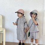 【80-150cm】セットアップ or ワンピース キッズ スポーツ風フード付き - 画像 (6)