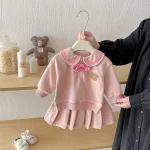 【73-110cm】スウェット セットアップ ベビー 男女兼用 セーラー風 バイカラー 熊柄 - 画像 (16)