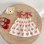 【73-120cm】セットアップ レッド 蝶結び柄 おしゃれ 可愛い 女の子 - 画像 (3)