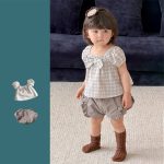 【73-100cm】セットアップ パフスリーブ 蝶結び シンプル ベビー服