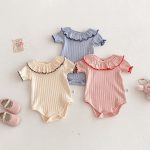 【66-90cm】ロンパース ベビー 女の子 おしゃれ フリル襟