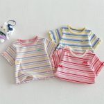 【73-120cm】Ｔシャツ ベビー 女の子 ボーダー柄 カラフル - 画像 (3)