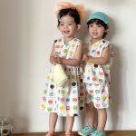【80-150cm】セットアップ or ワンピース キッズ りんご総柄 - 画像 (4)