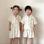 【80-150cm】セットアップ or ワンピース キッズ リネンシャツ