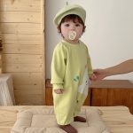 【66-90cm】ロンパース ゾウ柄 グリーン 可愛い 肌触り良い ベビー服 - 画像 (5)