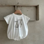 【66-90cm】ロンパース ベビー 半袖 ウサギ柄 着心地抜群 - 画像 (4)