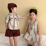 【80-150cm】セットアップ or ワンピース キッズ カラフル ボーダー - 画像 (6)