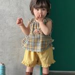【73-110cm】セットアップ レトロ チェック 可愛い ベビー服 - 画像 (8)