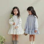 【90-140cm】女の子 無地 フォマールシャツ ワンピース - 画像 (2)