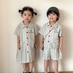 【80-150cm】セットアップ or ワンピース キッズ ストライプポケット - 画像 (8)