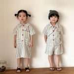 【80-150cm】セットアップ or ワンピース キッズ ストライプポケット - 画像 (9)