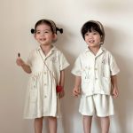 【80-150cm】セットアップ or ワンピース キッズ リネンシャツ - 画像 (8)