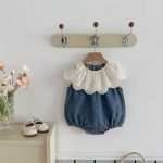 【66-90cm】ロンパース レース デニム ノースリーブ 赤ちゃん服 - 画像 (2)