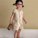 【80-150cm】ショートオールインワン キッズ ナチュラル カジュアル - 画像 (10)