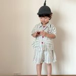 【80-150cm】セットアップ or ワンピース キッズ ストライプポケット - 画像 (10)