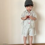 【80-150cm】セットアップ or ワンピース キッズ ストライプポケット - 画像 (12)