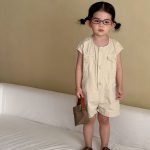 【80-150cm】ショートオールインワン キッズ ナチュラル カジュアル - 画像 (3)