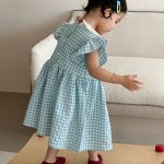 【80-150cm】セットアップ or ワンピース キッズ ブルーホワイトチェック - 画像 (10)