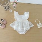 【66-90cm】ロンパース ホワイト フリル シンプル - 画像 (5)