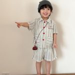 【80-150cm】セットアップ or ワンピース キッズ ストライプポケット - 画像 (6)