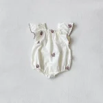 【66-90cm】ロンパース ベビー 女の子 フラワ刺繍 - 画像 (9)